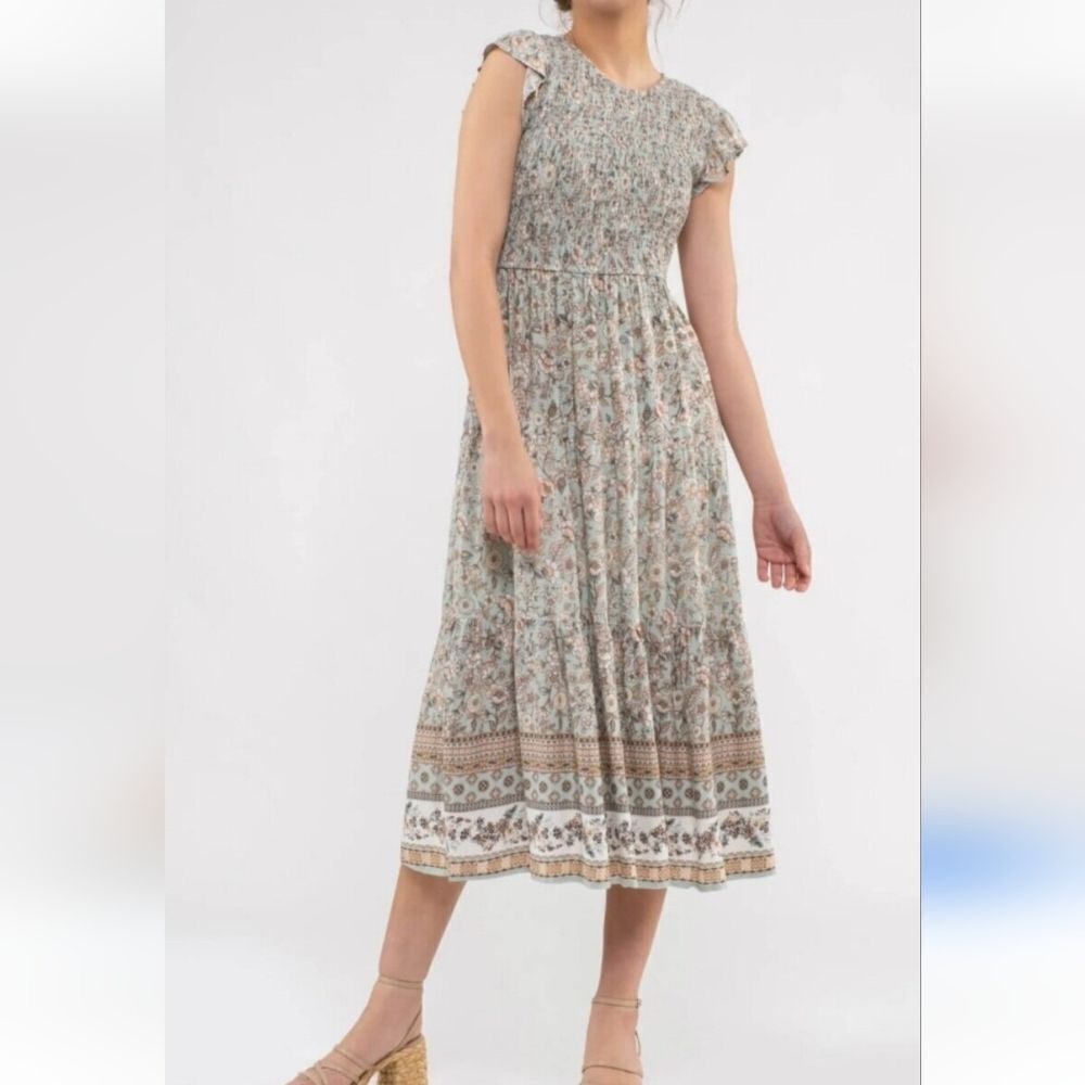 Perch by Blu Pepper Midi Dress. Cottagecore, Coastal, Floral
